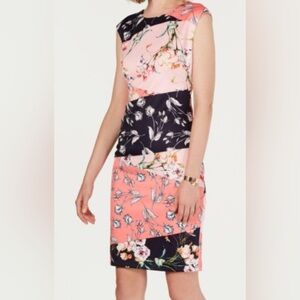 Vince Camuto Floral Midi Dress - Pink and Black